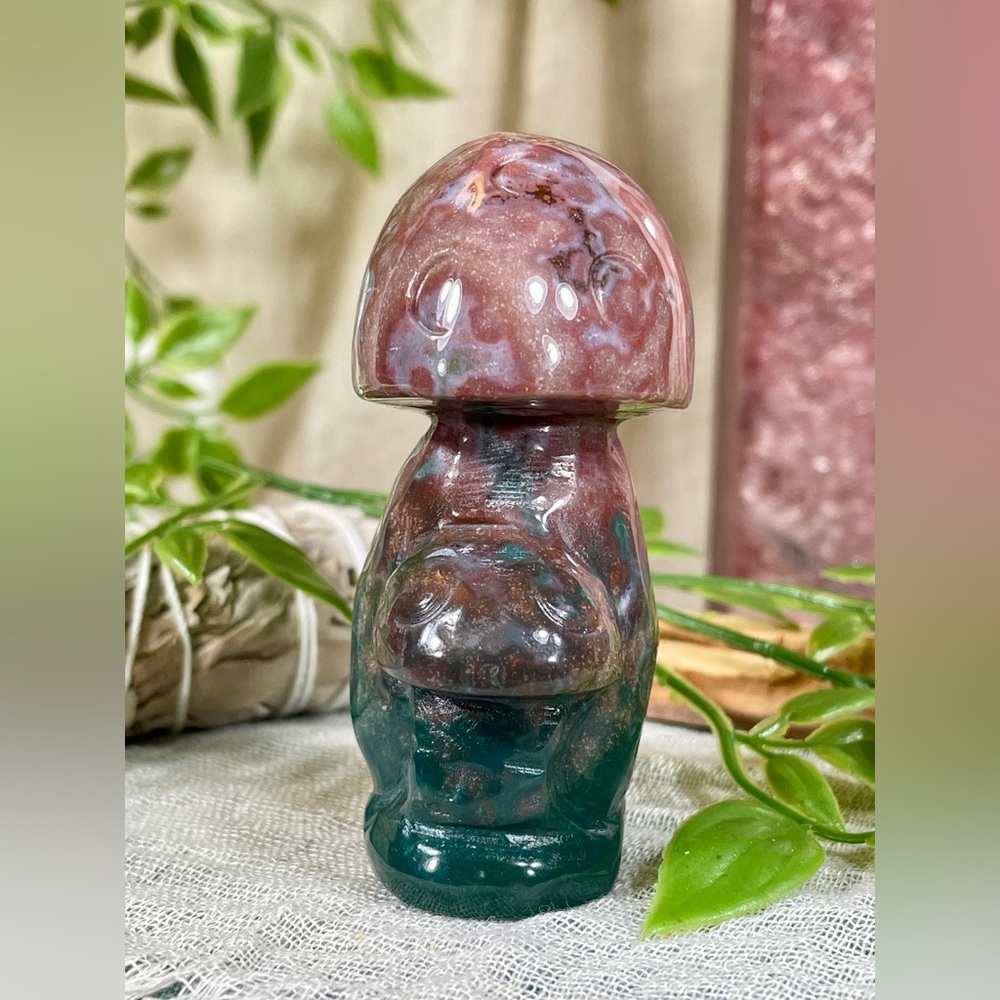 2431 Ocean Jasper Mushroom Crystal Carving - Picture 4 of 10